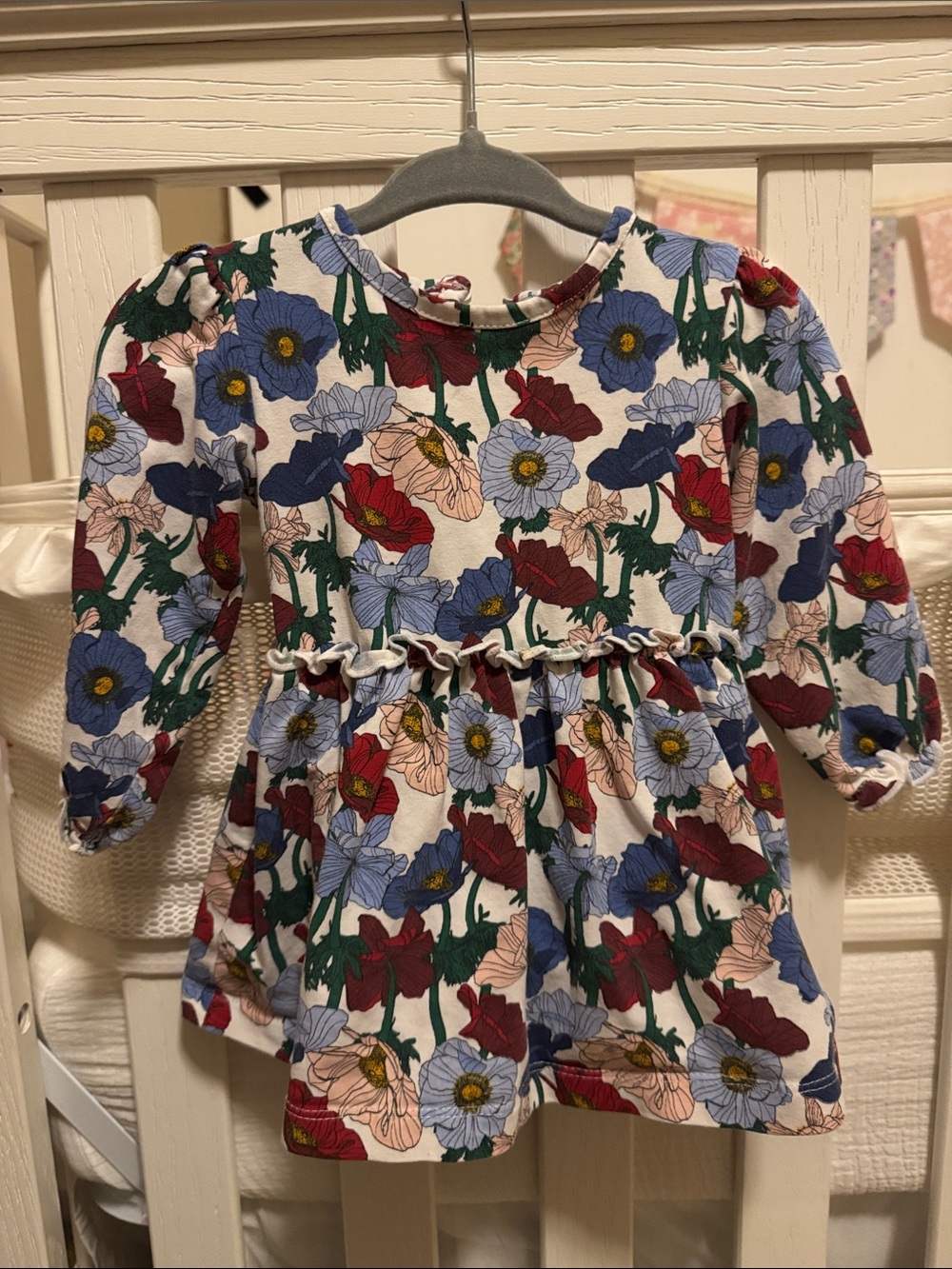 Ruffle Butts Floral Dress - Blue, Red, Pink, Green